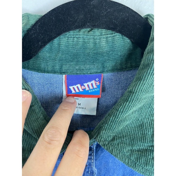 Vintage 90s M&M Candy Button Blue Denim Shirt Size Medium Chambray - Picture 4 of 6